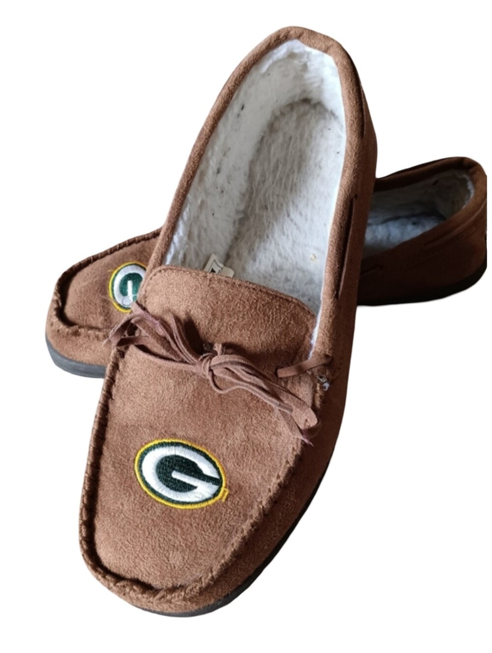 💚💛 Green Bay Packers Mens Slippers Moccasins Faux Leather Medium NFL 9 10